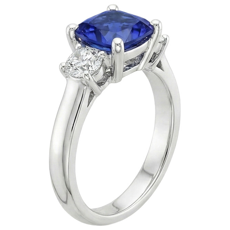 naturel round saphir 3.25carats bague vue de profil