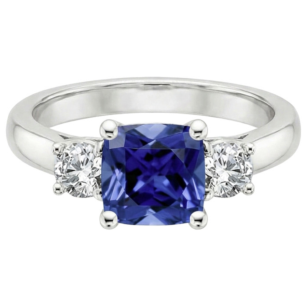 naturel round saphir 3.25carats bague vue de dessus