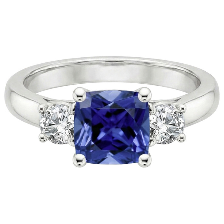 naturel round saphir 3.25carats bague vue de dessus