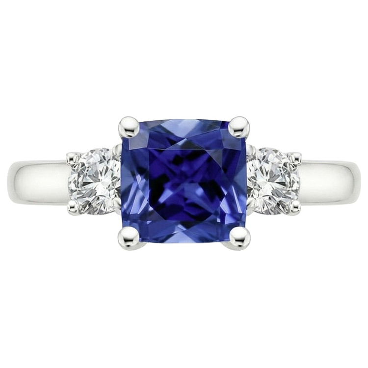 naturel round saphir 3.25carats bague angle de côté