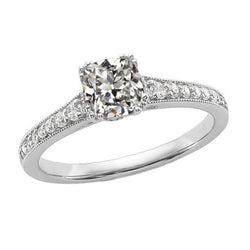 Coussin De Bague De Mariage Pour Femme En Or 14K Vieux Mineur Réel Diamond 3.50 Carats