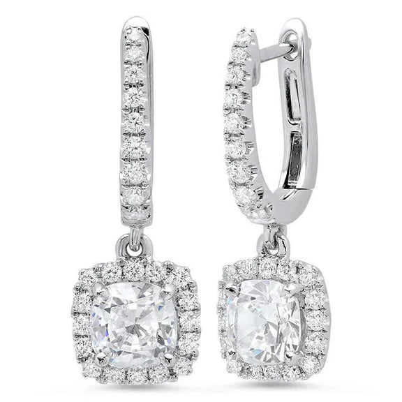 Coussin De Bijoux De 3.50 Carats Et Boucle D'oreille Ronde Avec Halo De Réel Diamants