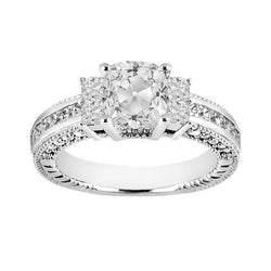 Coussin De Fiançailles Vieux Mineur Réel Diamond Ring Channel Set 5.50 Carats