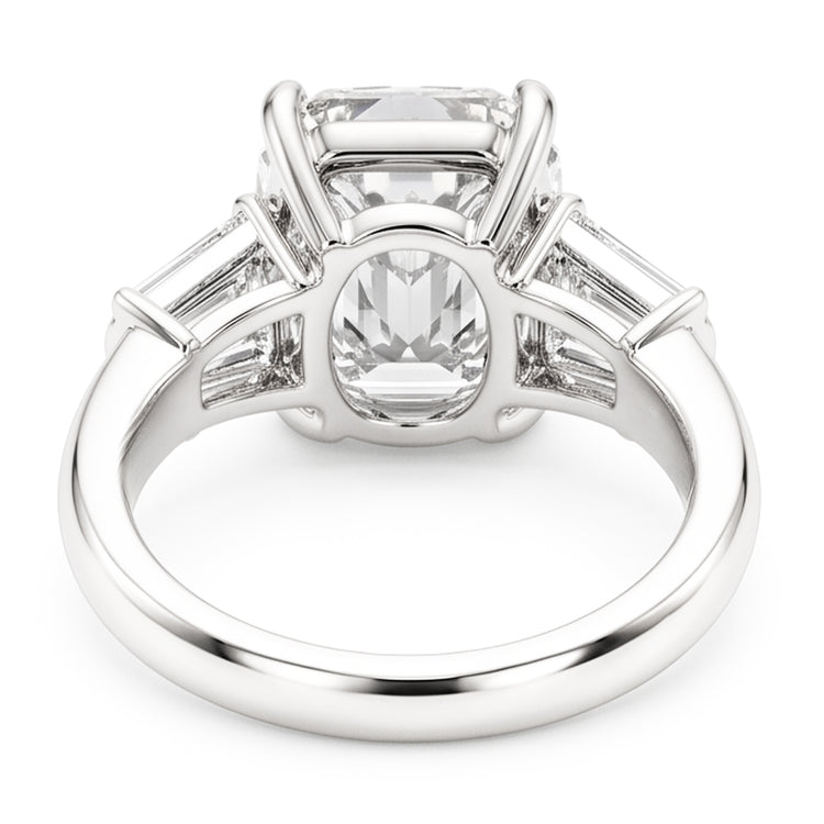 Coussin Femme & Naturel Diamant Naturels Extraits des Mines ( et non cultivés en laboratoire ) Baguette 1.91 Ct. Bague trois pierres en or blanc