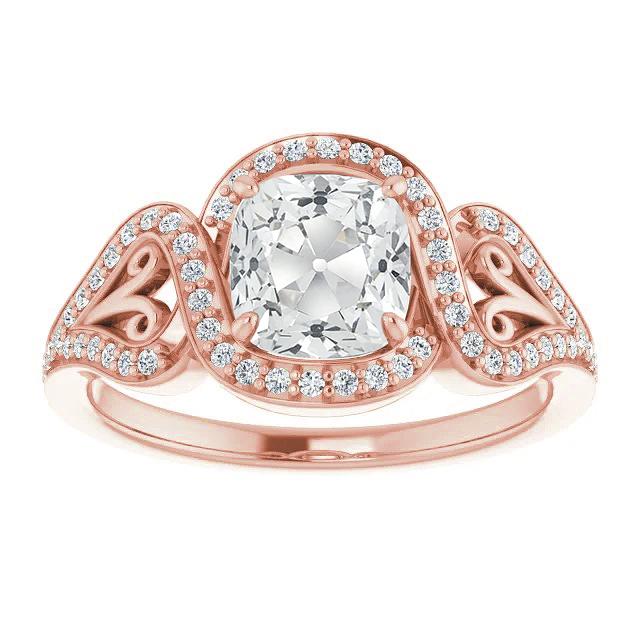 Coussin Halo Bague Réel Diamant Taille Ancienne Torsadée Style Vintage 8.25 Carats