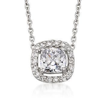 Coussin Halo Réel Diamant Rond Collier Pendentif 2.25 Carat Or Blanc 14K