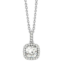 Coussin Halo Véritable Diamant Pendentif Sans Chaîne Collier 1.35 Carat WG 14K
