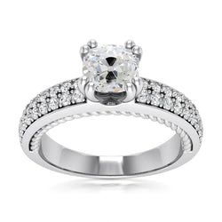 Coussin Old European Réel Diamond Ring Double Prong Set 4.75 Carats