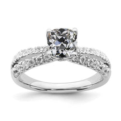 Coussin Pour Dames Vieux Mineur Véritable Diamond Ring Prong Split Shank 4.75 Carats