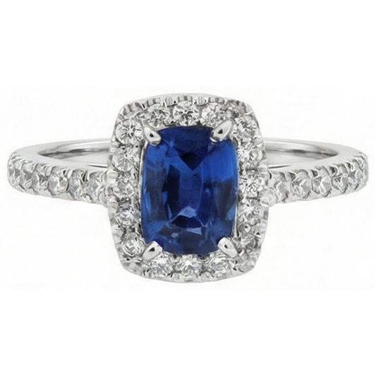 naturel round saphir 3.90carats bague angle de côté