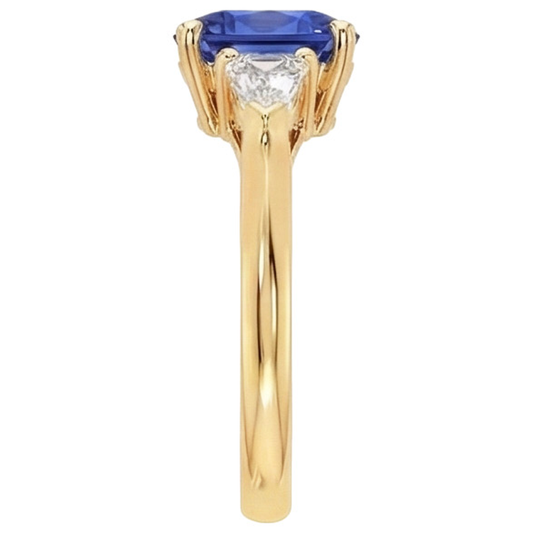 Coussin Saphir Ceylan Bleu Foncé & Bague Baguette Conique 9.50 Carats