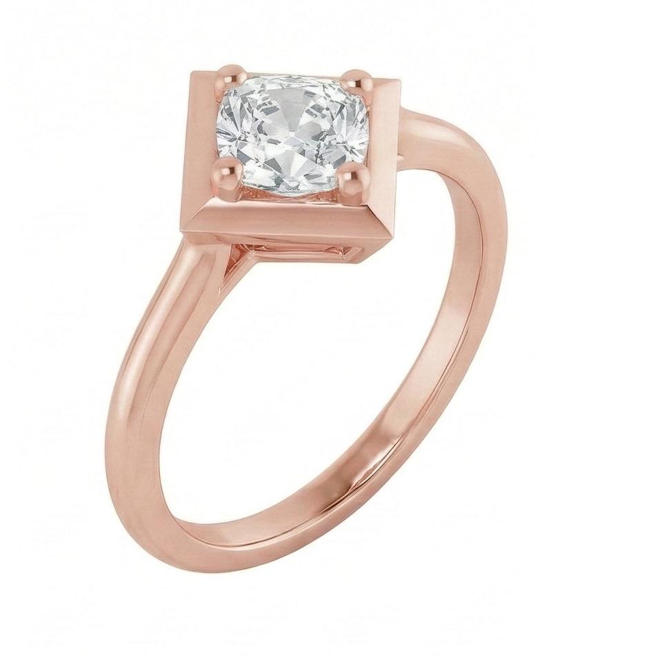 naturel cushion diamant 3carats bague angle de côté