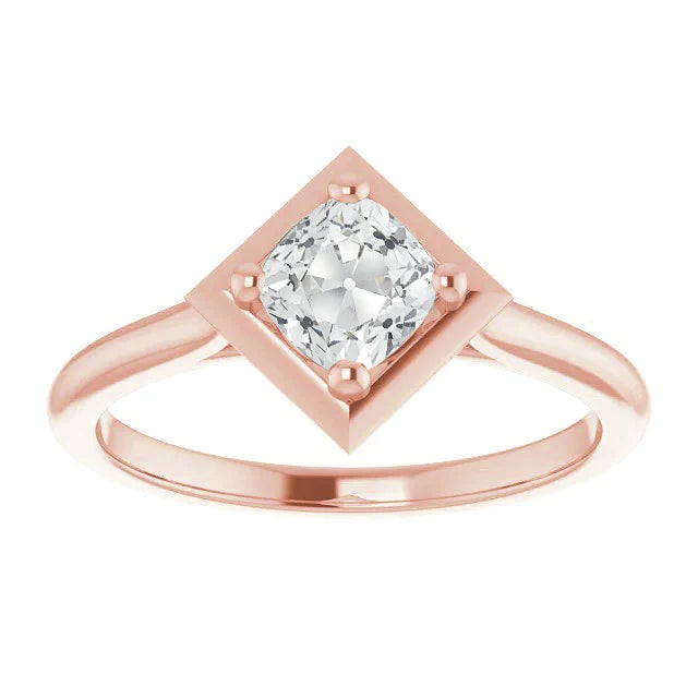 Coussin Solitaire Bague Réel Diamant Taille Ancienne Griffe Style Cerf-volant 3 Carats