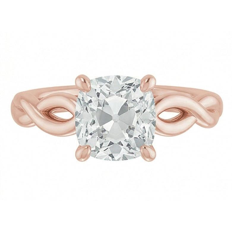 naturel cushion diamant 3carats bague angle de côté