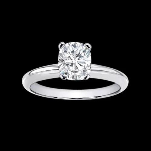 Coussin Solitaire Femme Bague Réel Diamant Bijoux Or 1.25 Ct.