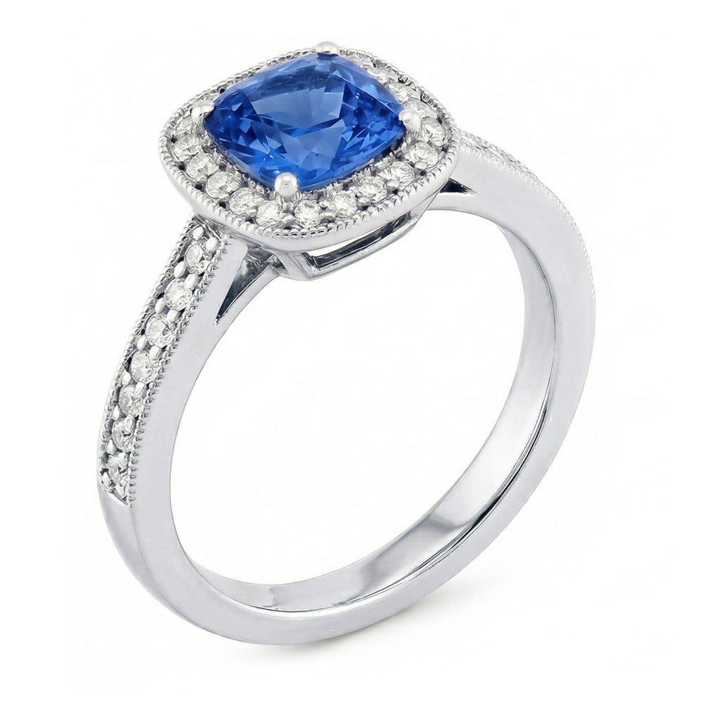 naturel cushion diamant 3.40carats bague angle de côté
