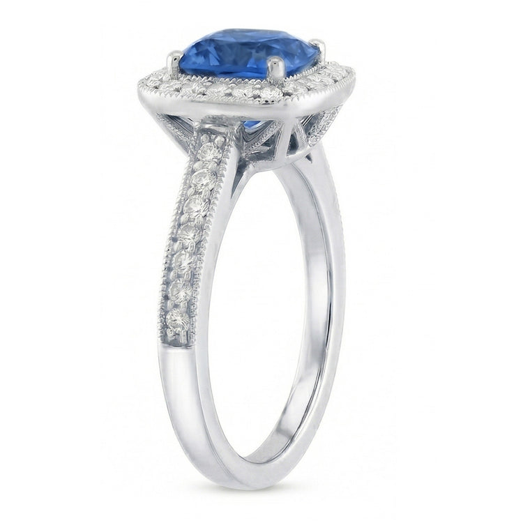 naturel cushion diamant 3.40carats bague détail rapproché