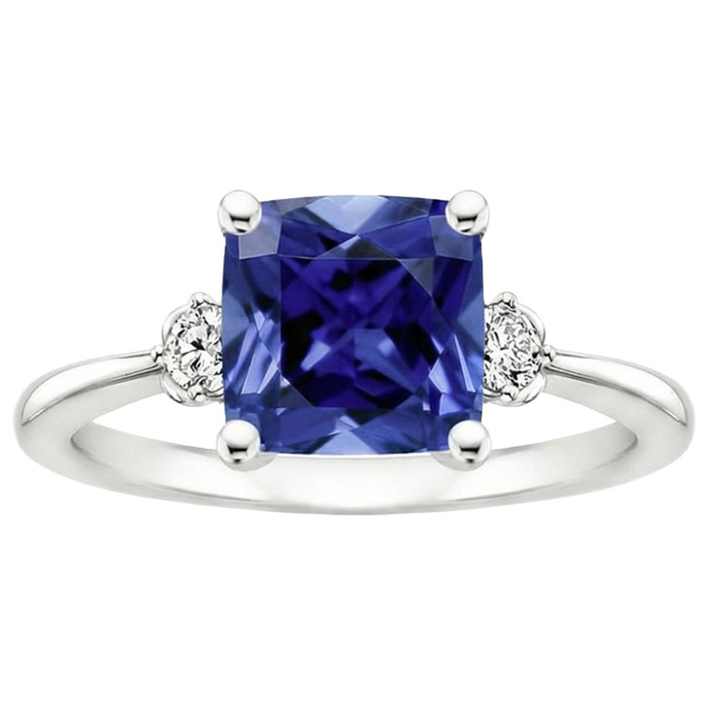 naturel cushion saphir 2.75carats bague détail rapproché