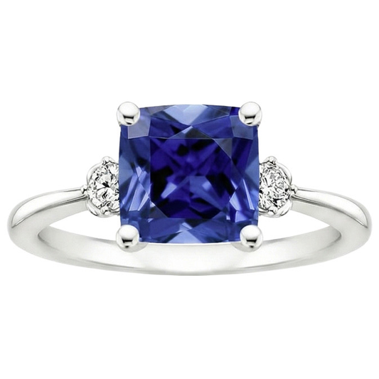 naturel cushion saphir 2.75carats bague détail rapproché