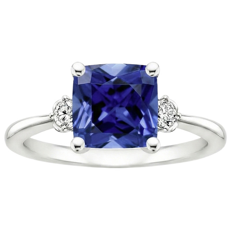 naturel cushion saphir 2.75carats bague détail rapproché