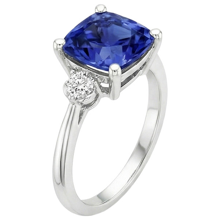 naturel cushion saphir 2.75carats bague vue de profil