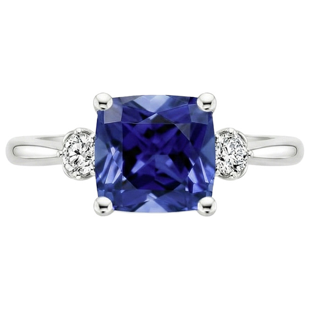 naturel cushion saphir 2.75carats bague vue de dessus
