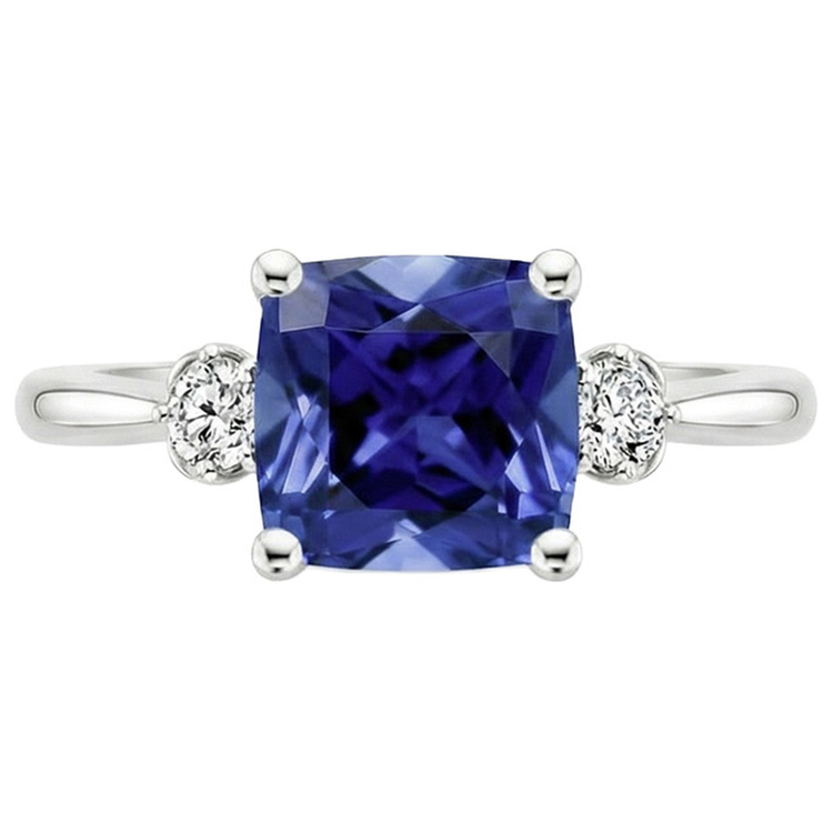 naturel cushion saphir 2.75carats bague vue de dessus