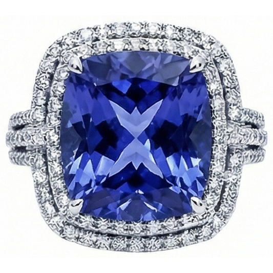 naturel round tanzanite 4.50carats bague angle de côté