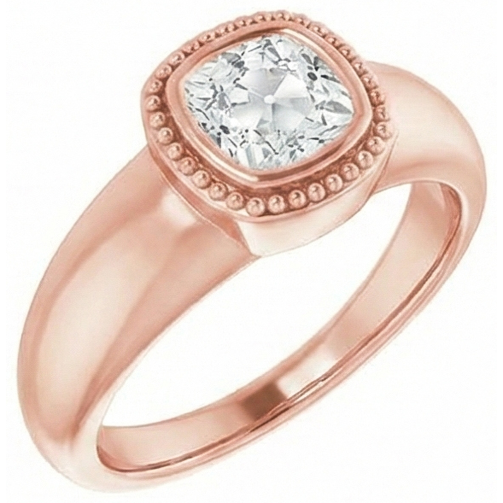 naturel cushion diamant 2carats bague angle de côté