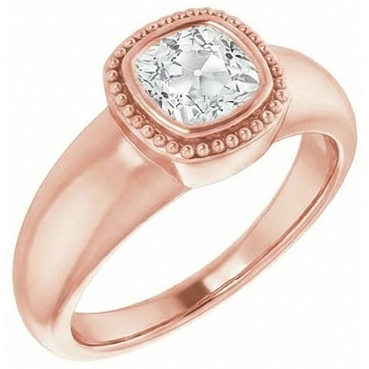 naturel cushion diamant 2carats bague angle de côté