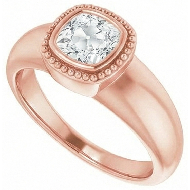 naturel cushion diamant 2carats bague détail rapproché