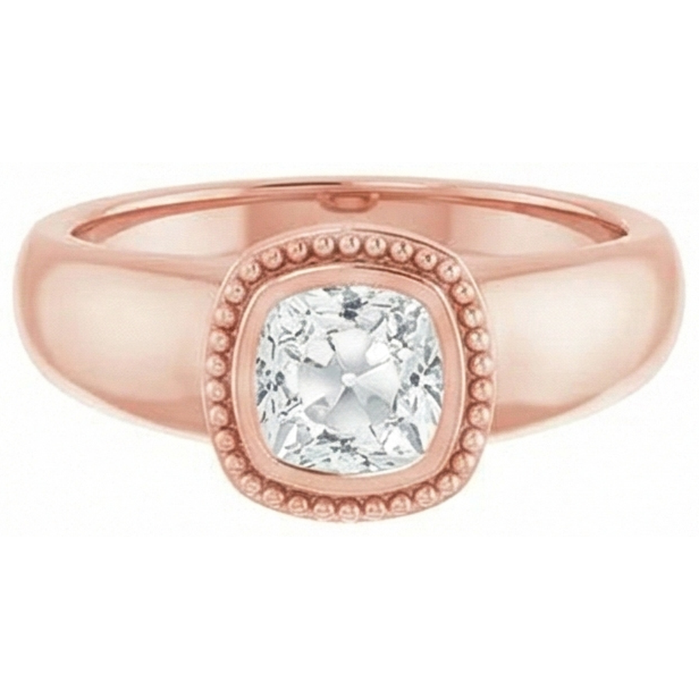 naturel cushion diamant 2carats bague vue de dessus