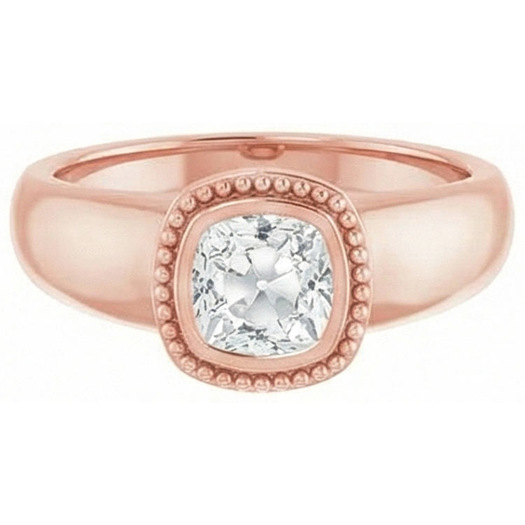 naturel cushion diamant 2carats bague vue de dessus