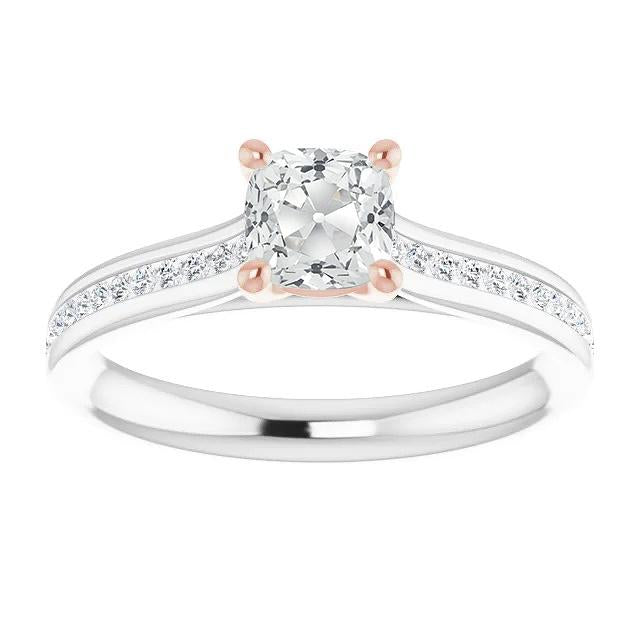 Coussin Vieux Mineur Naturel Diamond Ring Channel Prong Set 5.25 Carats