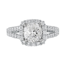 Coussin Vieux Mineur Réel Diamond Halo Alliance Bague Split Tige 5.50 Carats