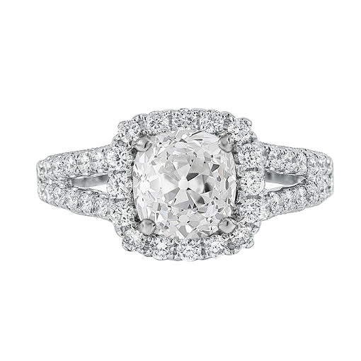 Coussin Vieux Mineur Réel Diamond Halo Alliance Bague Split Tige 5.50 Carats