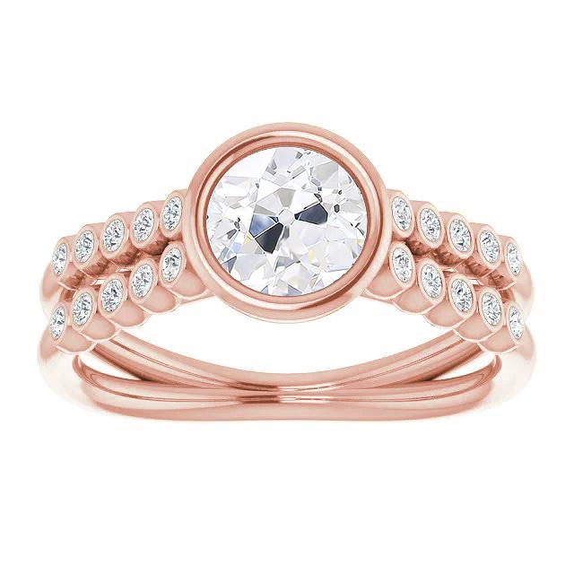 Coussin Vieux Mineur Réel Diamond Wedding Ring Bezel Set 4.25 Carats
