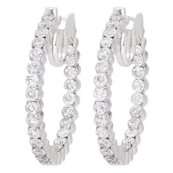 Créoles Pour Femmes En Or Blanc De Taille Brillante Avec 5,60 Carats De Réel Diamants