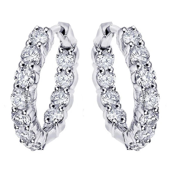 Créoles Pour Femmes F Vvs1 En Réel Diamants De 5,50 Carats Avec Or Blanc 14K