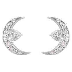 Forme Cœur Brillant Puces d'Oreilles en Or 14K Blanc – 4,50