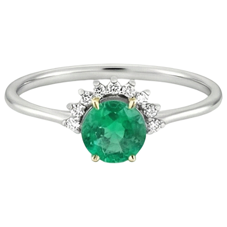 Émeraude Bague Pierre Précieuse 2-carats Or Deux Tons 14 Carats – vue de face