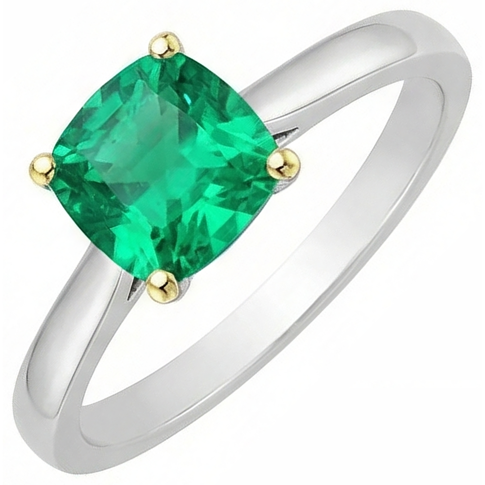 Émeraude Fine Bague avec Gemme – vue de dessus
