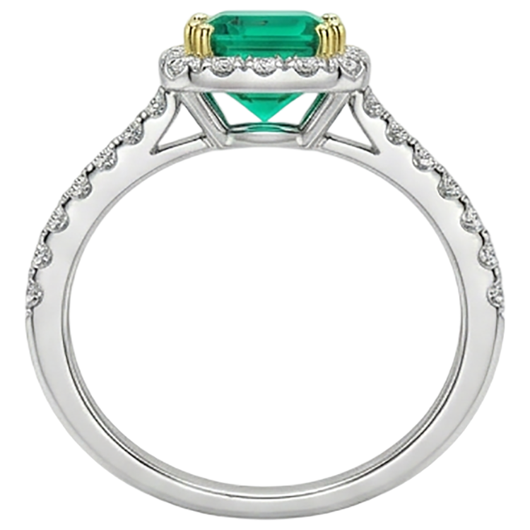 Éblouissant Émeraude Bague avec Gemme 3 carats – vue de profil