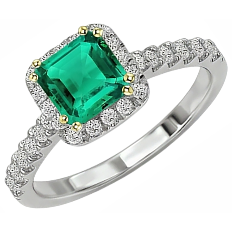 Bague avec Gemme Or 14K Bicolore avec Émeraude – vue de côté