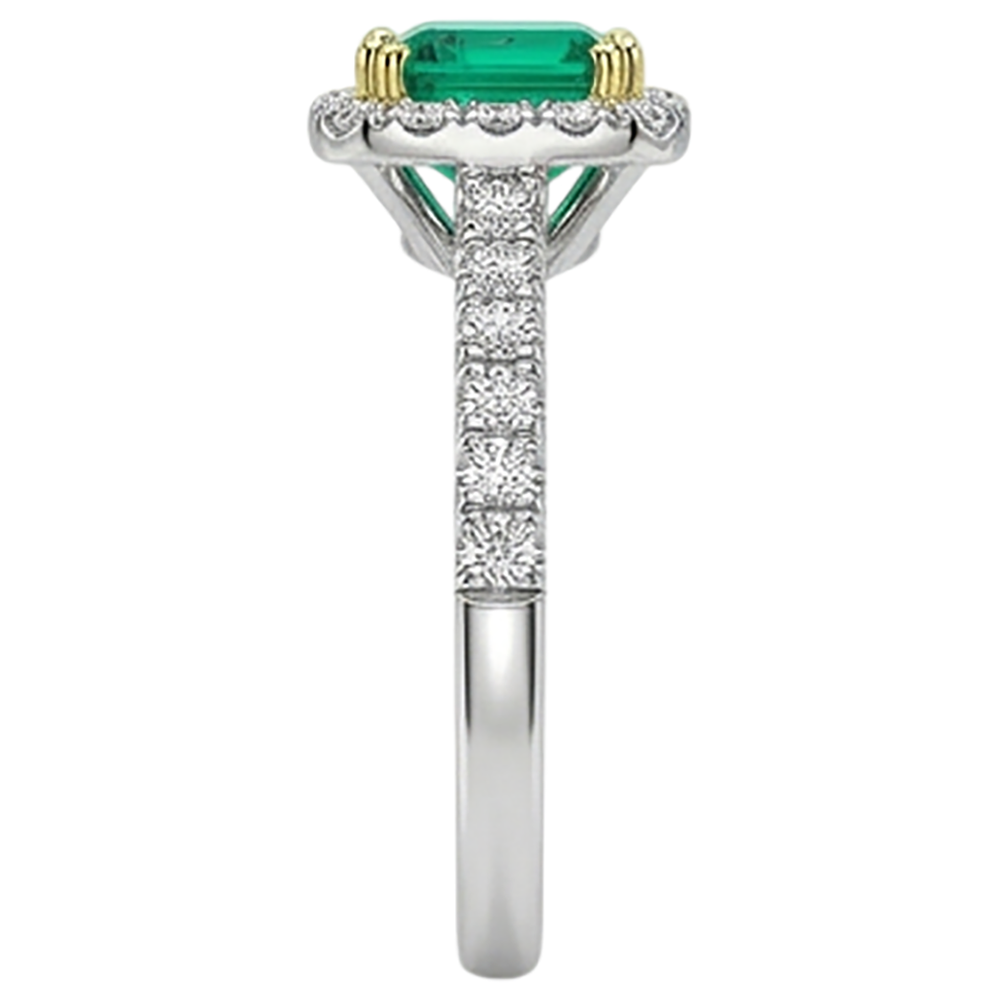 Bague avec Gemme Or 14K Bicolore avec Émeraude – vue arrière