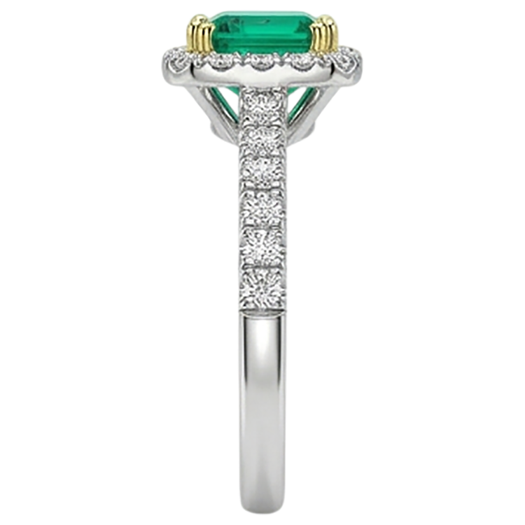 Bague avec Gemme Or 14K Bicolore avec Émeraude – vue arrière