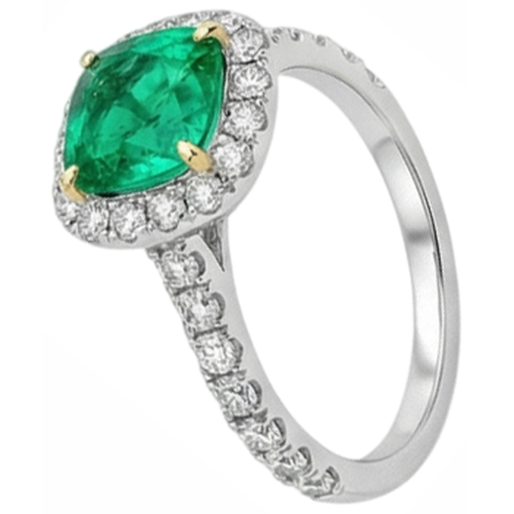Émeraude Colombienne Bague Pierre Précieuse 3,50-carats Or Deux Tons 14 Carats – vue de côté