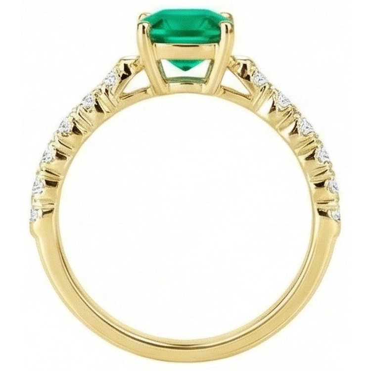 Émeraude Bague Pierre de Couleur – vue de profil