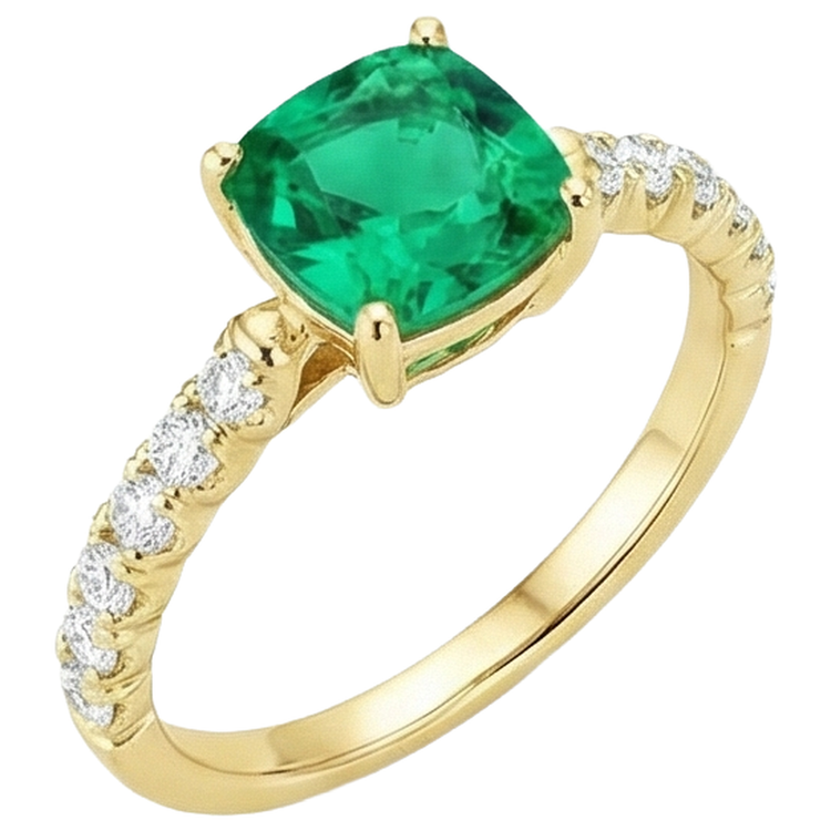 Émeraude Bague Pierre de Couleur – vue de côté