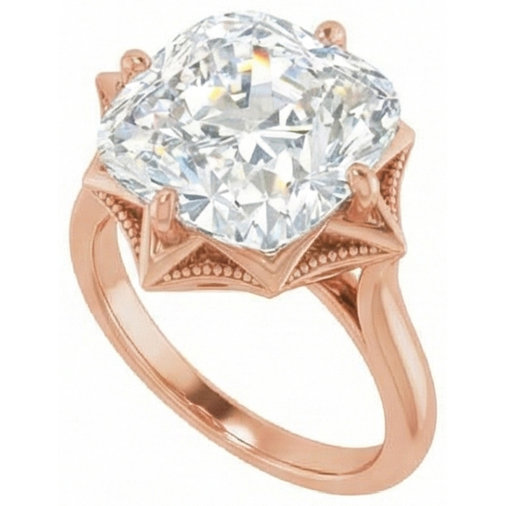 Bague Solitaire Or Rose 14 Carats avec Brillant – vue d'angle